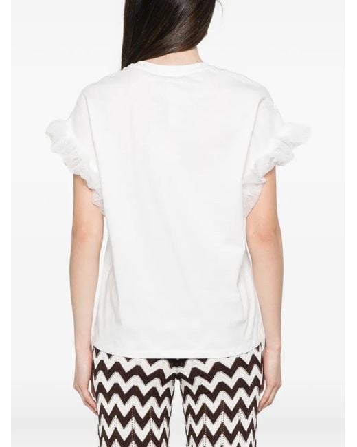 Twinset White Ruffled T-Shirt