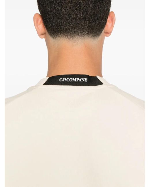 C P Company Natural Crew Neck Sweatshirt With Lens Detail for men