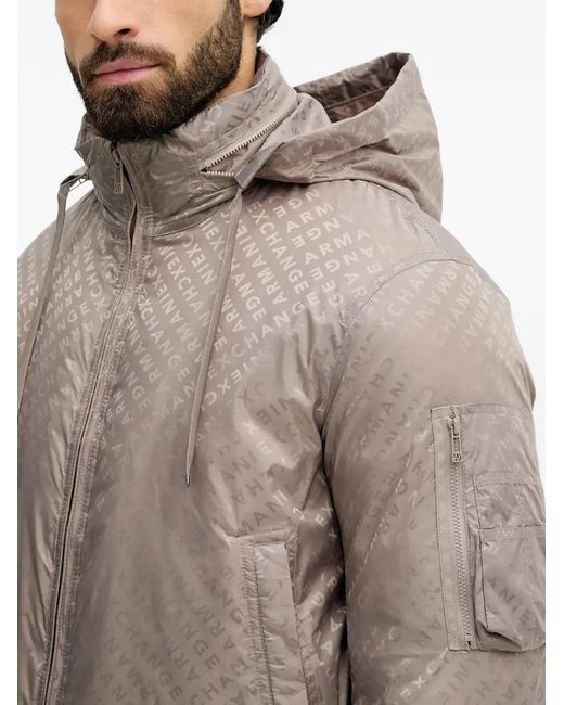 ARMANI EXCHANGE Gray Logo-Print Padded Jacket for men