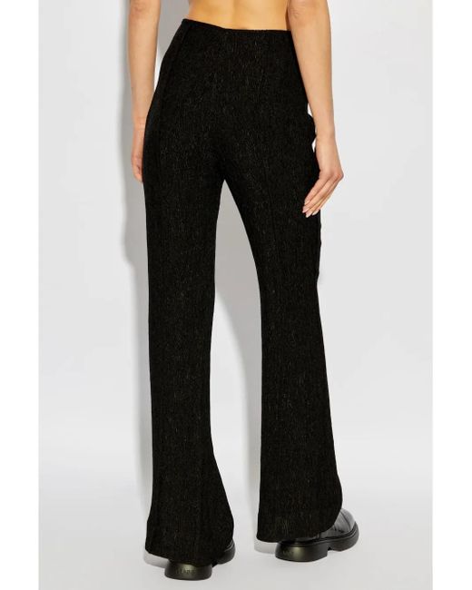 Ganni Black High-Rise Flared-Leg Trousers