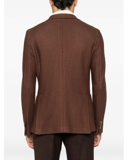 Tagliatore Brown Textured Buttoned Blazer for men