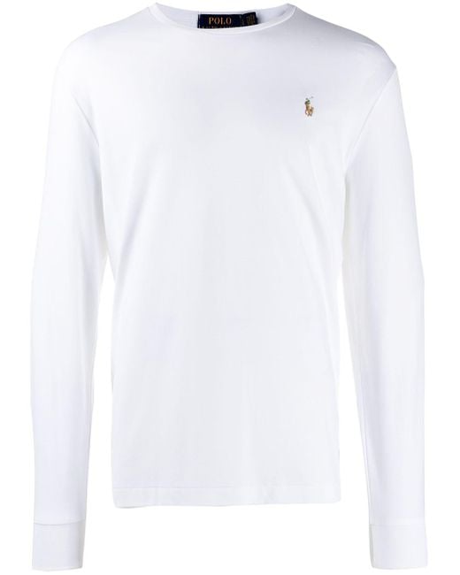 Polo Ralph Lauren Cotton Logo-embroidered Long-sleeve T-shirt in White for  Men | Lyst Canada