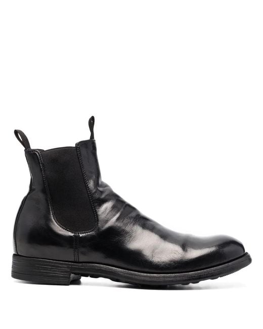Officine Creative Black Chronic Patent Ankle Boots for men