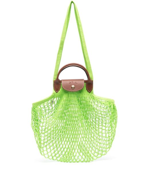Longchamp Green Large Le Pliage Filet Mesh Shoulder Bag
