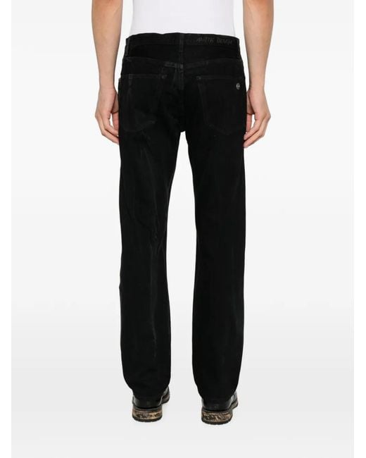 Antik Denim Black Logo-Plaque Jeans for men