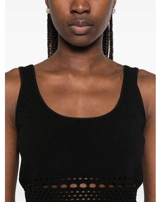 Jonathan Simkhai Black Open-Stitch Tank Top
