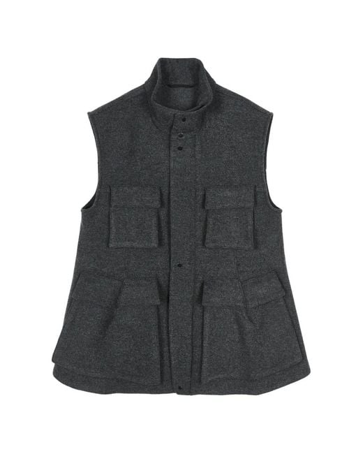 JNBY Black Multi-Pocket Stand-Collar Vest