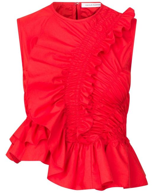 Top Geo con ruches di CECILIE BAHNSEN in Red