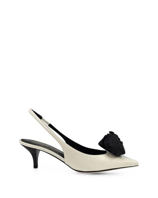 Madison Maison Metallic Instinya Flower-Embellished Leather Slingback Pumps