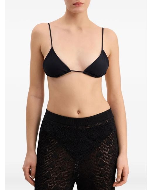 Loulou de Saison Black Triangle-Shape Bikini Top