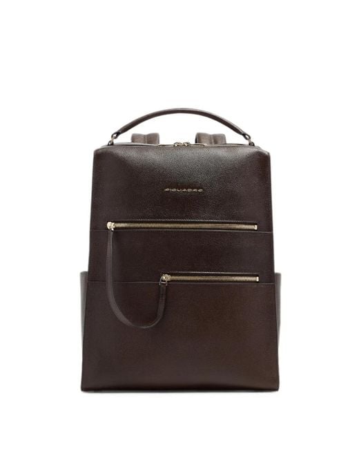 Piquadro Black Leather Backpack