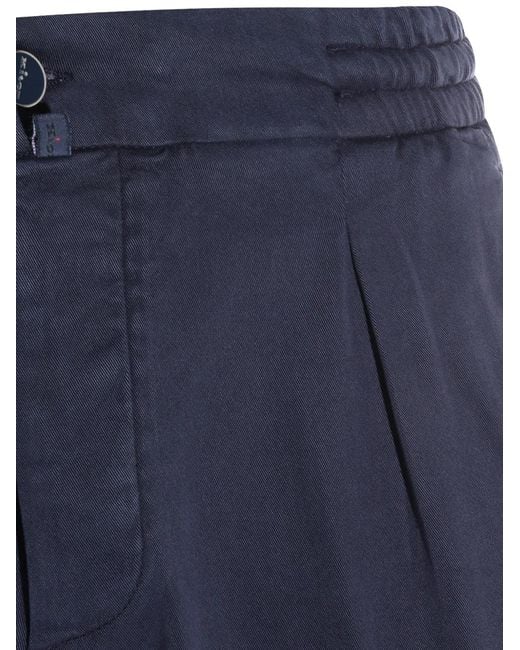 Kiton Blue Pleated Trousers for men