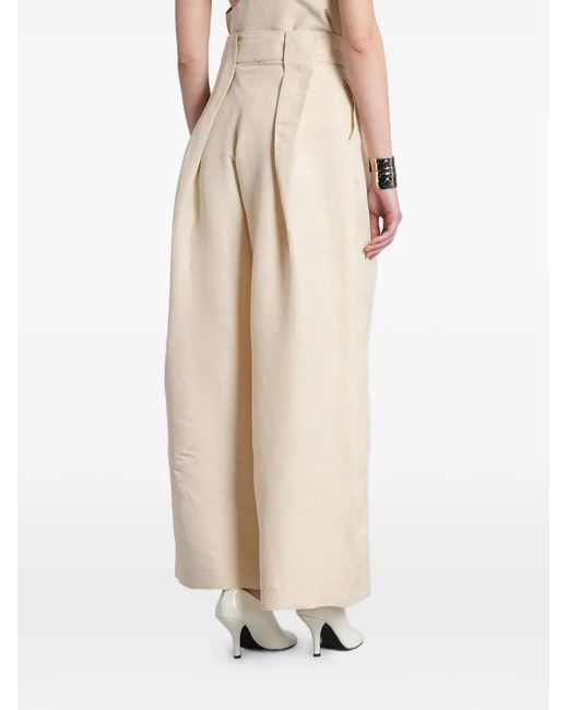 BATAKOVIC Belgrade Natural Pleated Wide-Leg Palazzo Pants