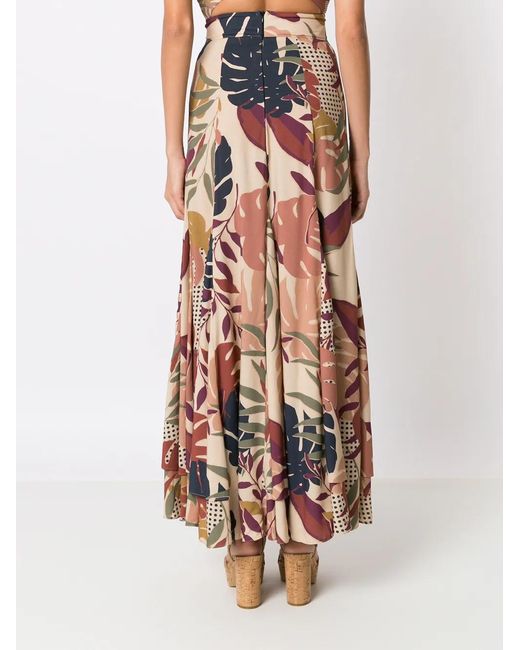 Amir Slama Multicolor Palm Leaf Print Maxi Skirt