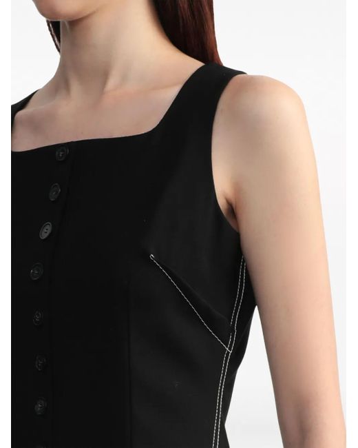 MARINE SERRE Black Button-Down Flared Midi Dress
