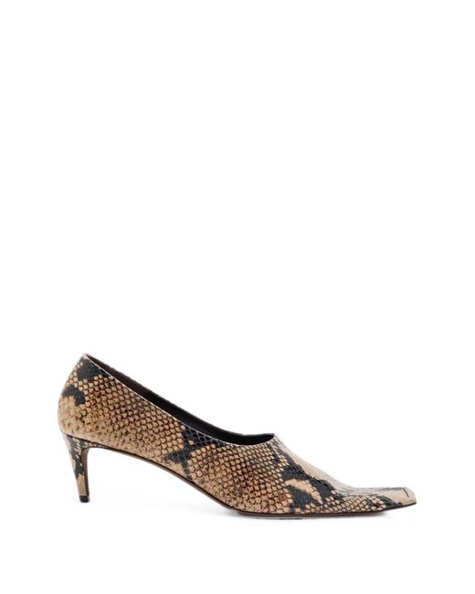 Khaite Brown Marlene Snake-Effect Square-Toe Pumps