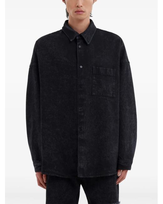 Marni Black Logo-Patch Cotton Shirt for men