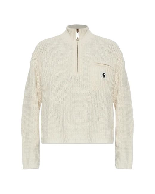 Carhartt White Detroit Half-Zip Sweater