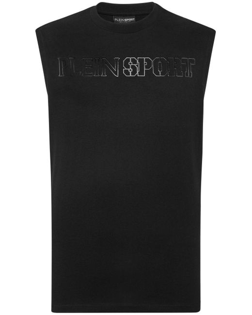 Philipp Plein Black Logo-print Cotton Vest for men