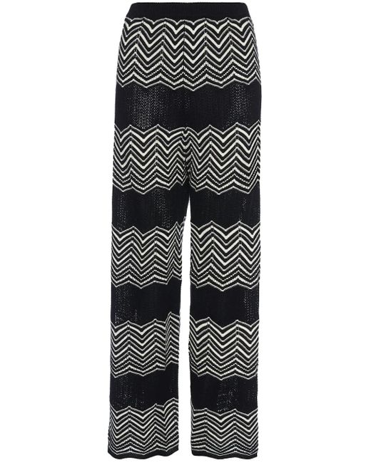 Eres Black Sugar Chevron-Pattern Wide Trousers