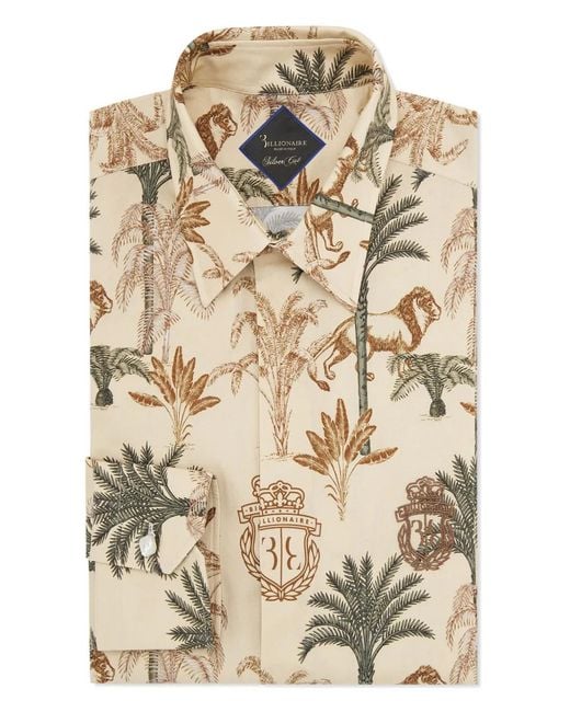 Billionaire Natural Graphic-Print Cotton Shirt for men