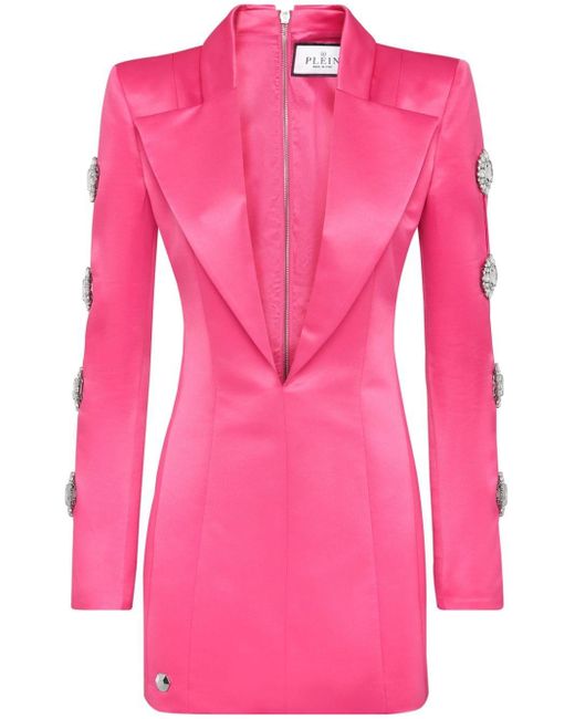 Philipp Plein Pink Crystal-embellished Mini Dress