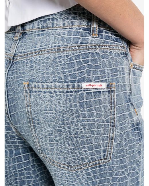 Self-Portrait Blue Straight Leg Jeans