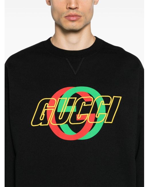 Sweat en coton à logo brodé Gucci pour homme en coloris Black