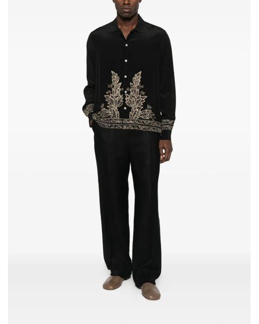 Bode Black Beaded-Embellishment Shirt for men