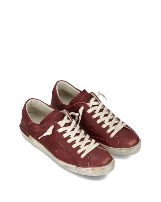 Philippe Model Brown Prsx Distressed Leather Lace-Up Sneakers for men