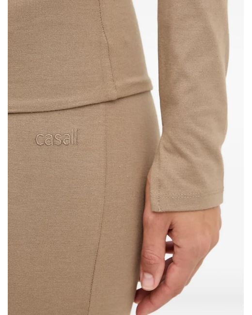 Casall Natural Logo-Embroidered Flared Track Pants