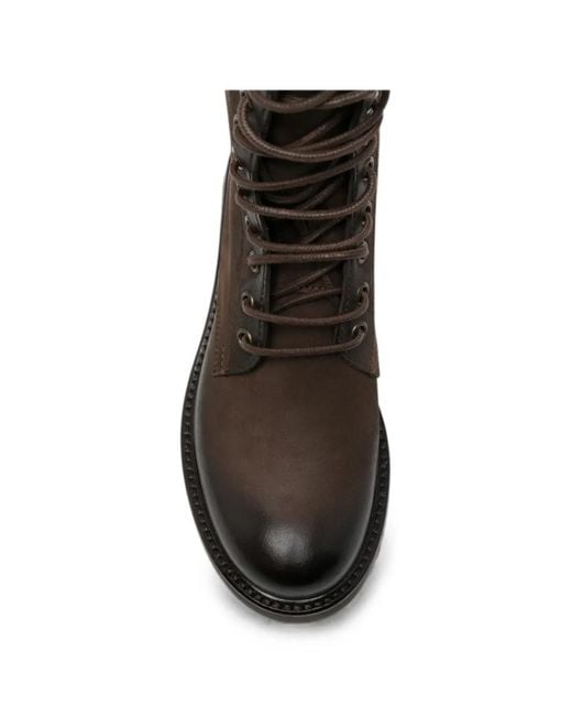 METISSE Black Lace-Up Leather Combat Boots