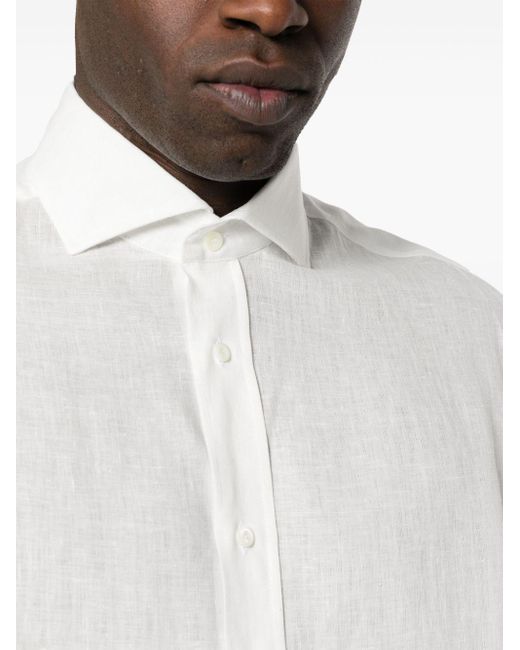 Brunello Cucinelli White Cheesecloth Linen Shirt for men