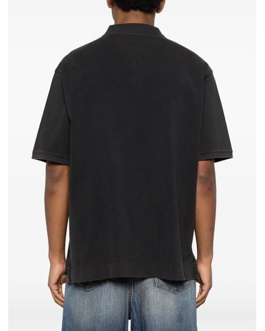 Acne Black Logo Cotton Polo Shirt for men