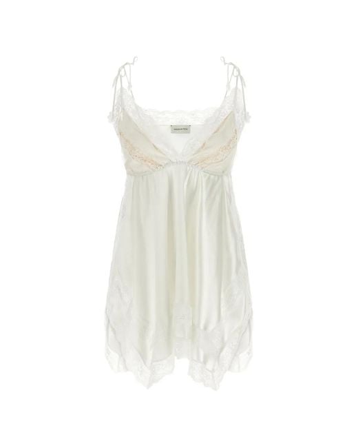 Magda Butrym White Lace-Trim Asymmetrical Top