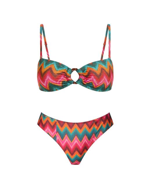 Banana Moon Red Tupa Nalika Zigzag-Pattern Bikini