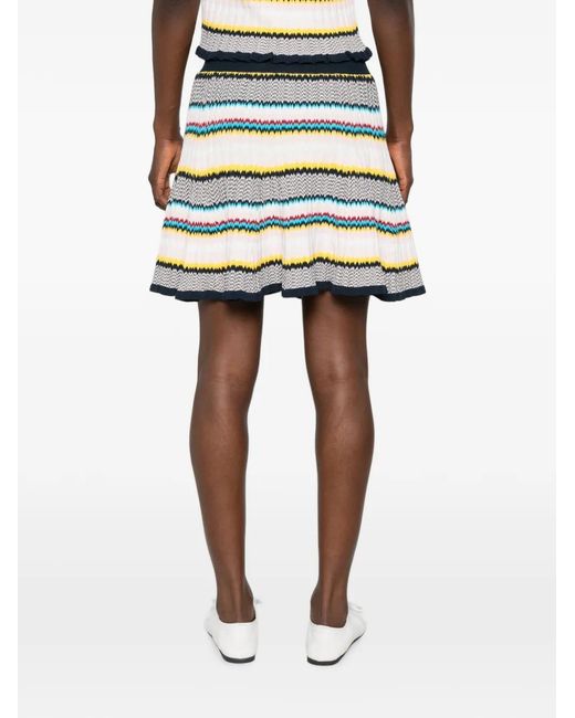 Casablanca White Chevron-Knit Mini Skirt
