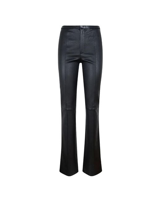 Stouls Blue Seam-Detail Leather Trousers