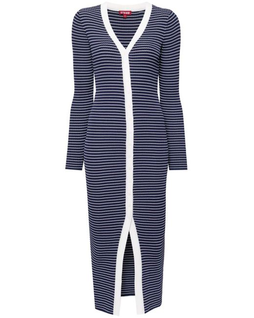Shoko striped ribbed dress Staud de color Blue