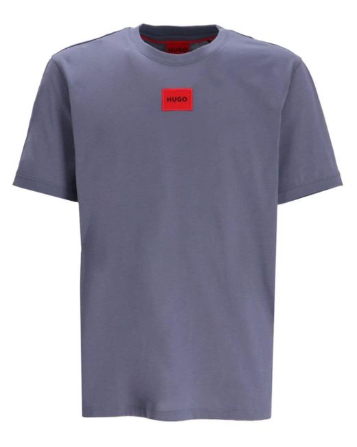 HUGO Blue Logo-appliqué Cotton T-shirt for men
