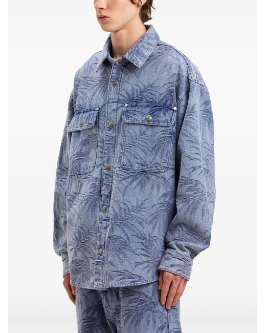 Palm Angels Blue Palms Denim Shirt for men