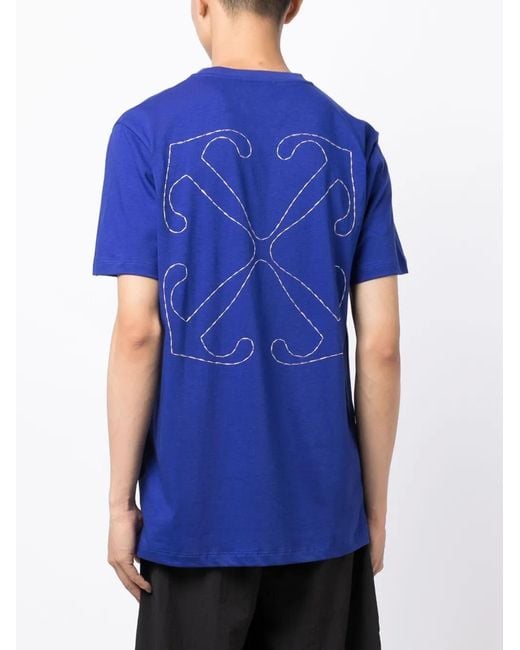 Off-White c/o Virgil Abloh Blue Off- Logo Cotton T-Shirt for men