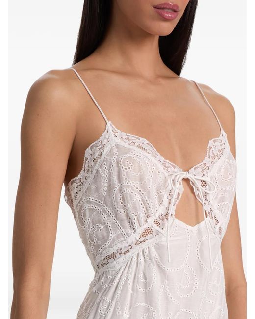Alice + Olivia White Nicky Paisley-Embroidered Maxi Dress