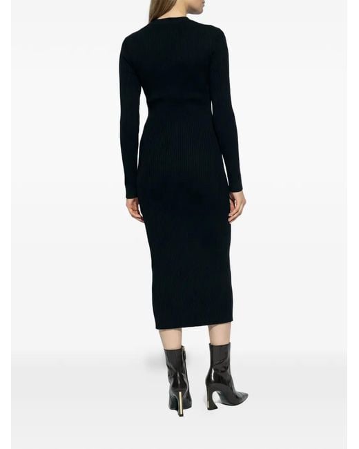 Paul Smith Black Buttoned Ribbed Midi Dress