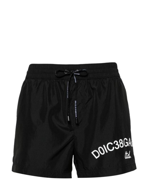Short de bain à logo imprimé Dolce & Gabbana pour homme en coloris Black
