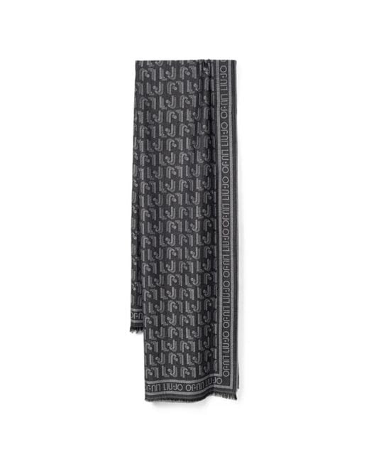 Liu Jo Gray Stole With Jacquard Logo