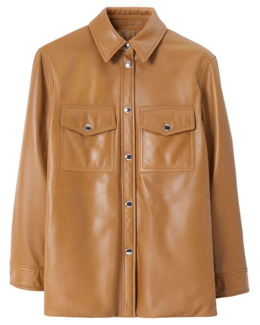Burberry Brown Plongé-leather Shirt Jacket