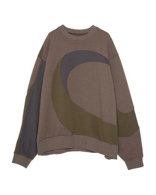 Yoshio Kubo Brown Panelled Crew-Neck Sweatshirt