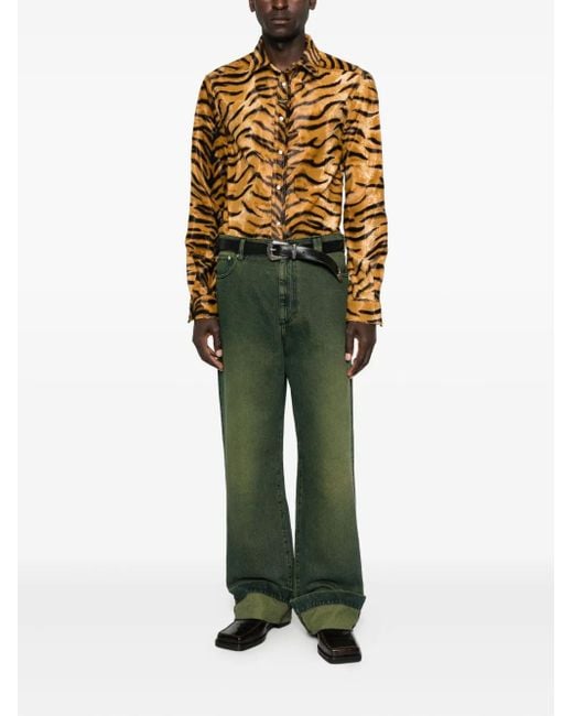 Martine Rose Metallic Tiger-Print Felt Shirt for men