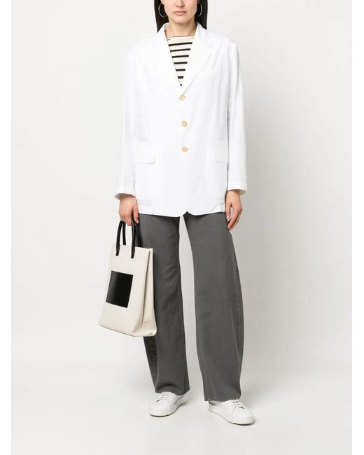 Low Classic White Single-Breasted Button Blazer